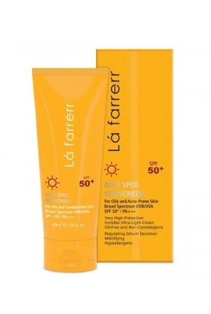 کرم ضد آفتاب و ضد لک بی رنگ لافارر مخصوص پوست چرب و مستعد آکنه SPF50